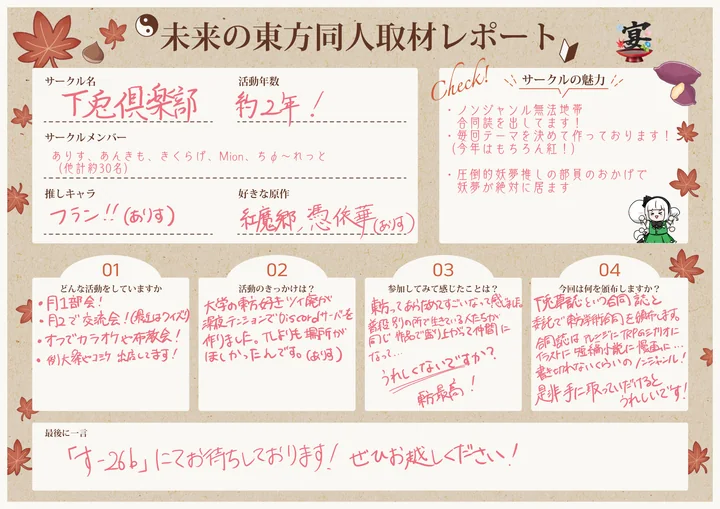 下兎倶楽部の取材レポート